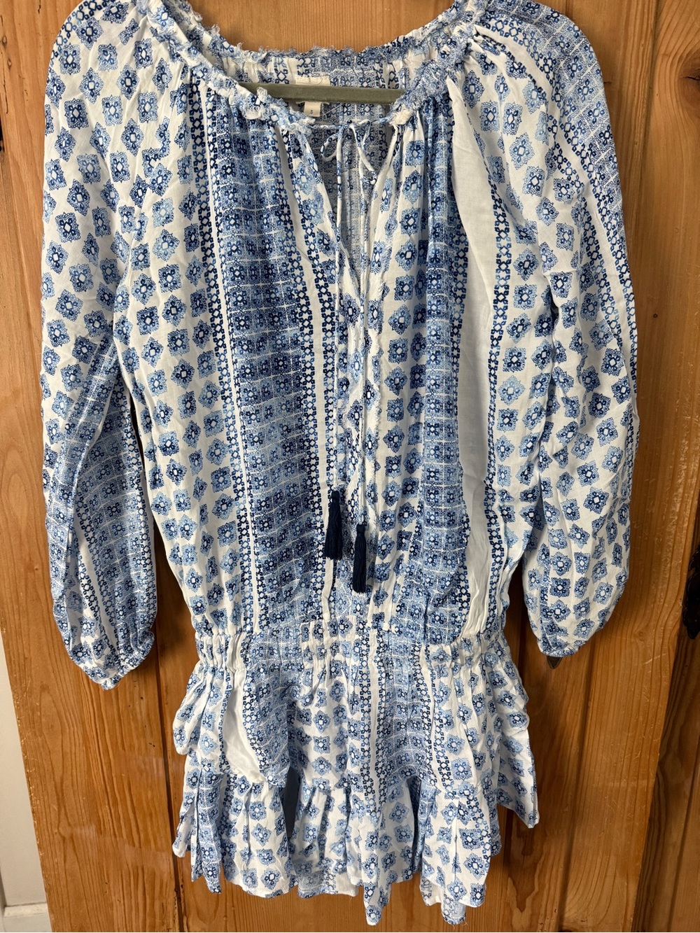 Surf Gypsy Blue & White Printed Mini Dress